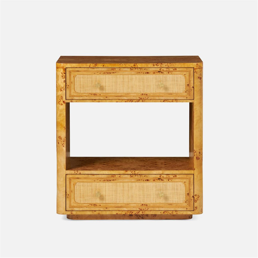 Made Goods Beaumont Double Burl Nightstand with Raffia Panels