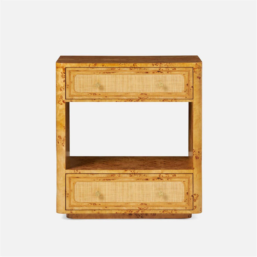 Made Goods Beaumont Double Burl Nightstand with Raffia Panels
