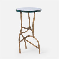 Made Goods Genevier Brass Tripod Base Side Table in Shell