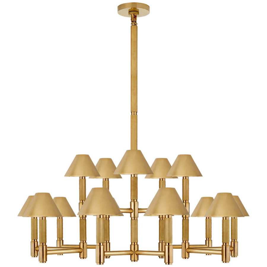 Visual Comfort Barrett Large Knurled Chandelier with Shade