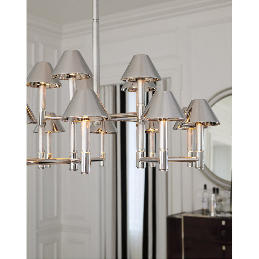 Visual Comfort Barrett Large Knurled Chandelier with Shade