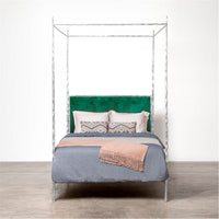 Made Goods Brennan Tall Textured Canopy Bed in Emerald Shell