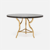 Made Goods Royce Abstract Branch Round Dining Table in Zinc Metal Top