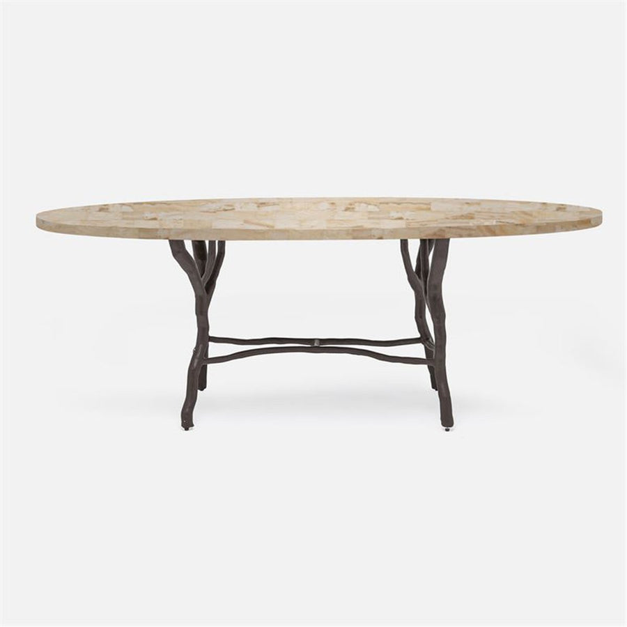 Made Goods Royce Abstract Branch Oval Dining Table in Stone Top