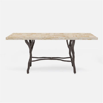Made Goods Royce Abstract Branch Rectangular Dining Table in Stone Top