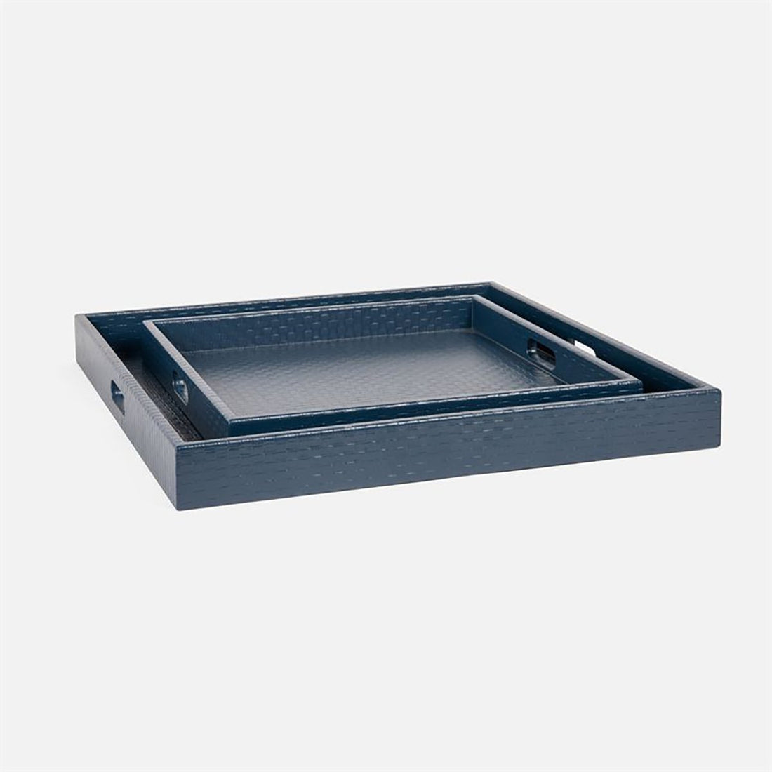 Made Goods Ambrose XL Square Faux Leather Weave Tray, 2-Piece Set