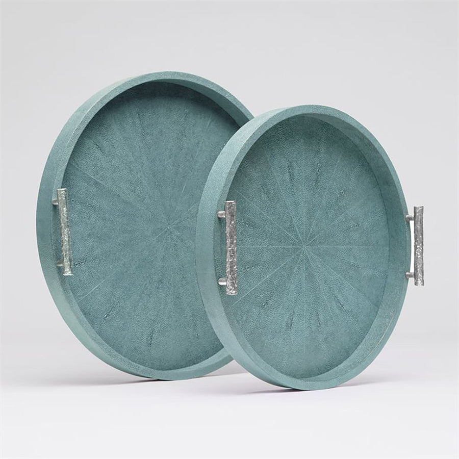 Made Goods Doris Round Faux Shagreen Textured Tray, 2-Piece Set
