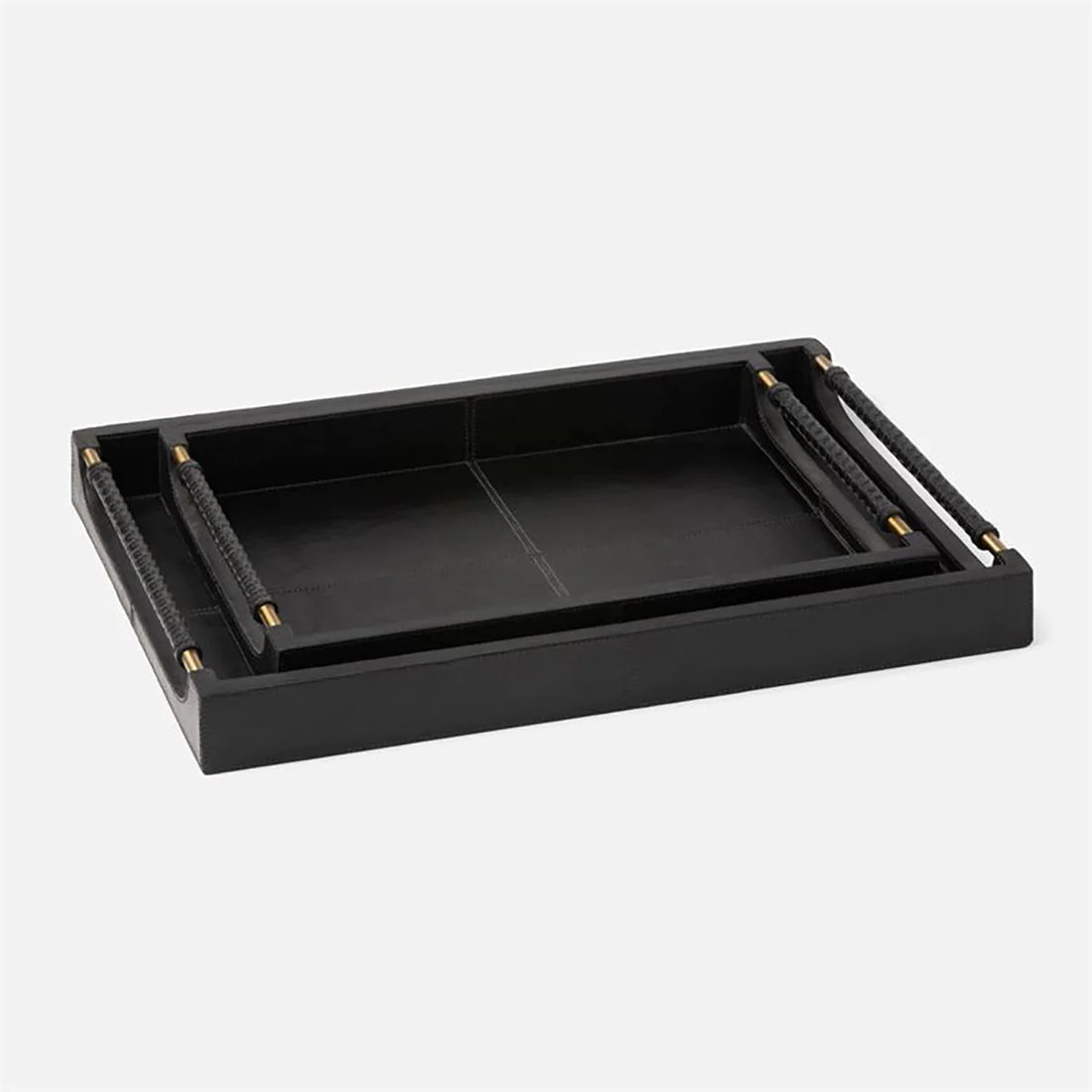 Made Goods Lenora Formal Leather Tray, 2-Piece Set