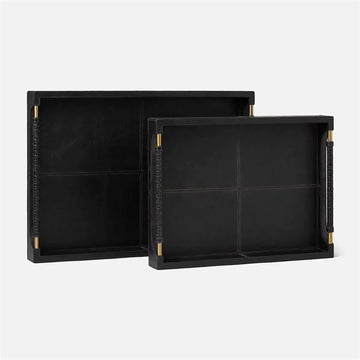 Made Goods Lenora Formal Leather Tray, 2-Piece Set