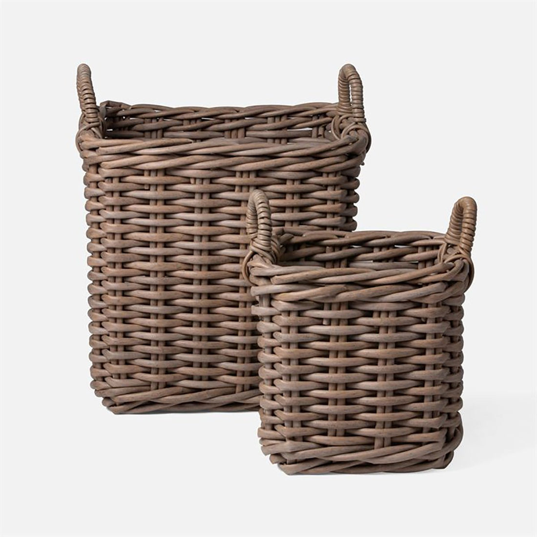 Made Goods Warner XL Square Woven Faux Wicker Outdoor Basket, 2-Piece Set